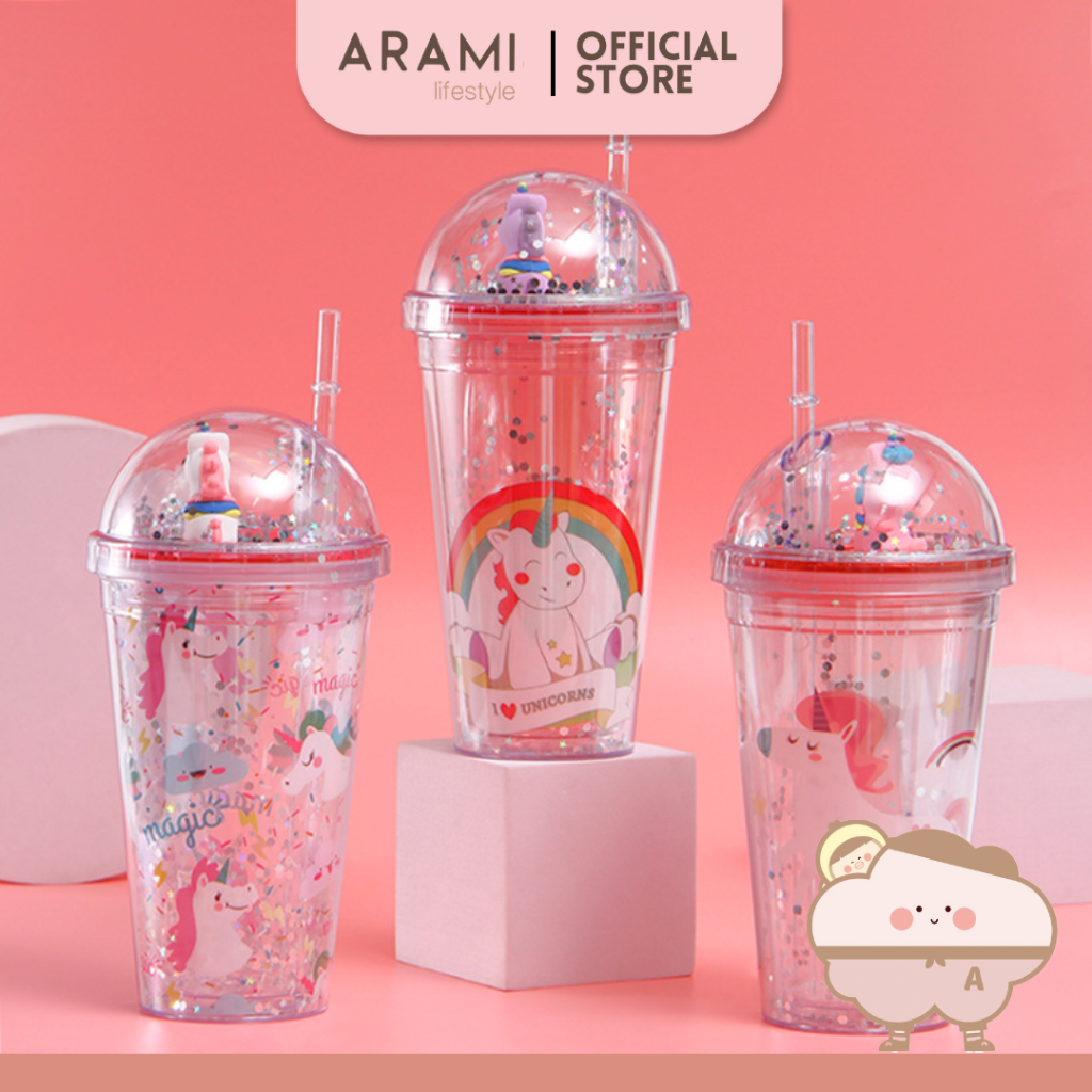 Jual ARAMI Unicorn Doll Water Bottle Kids Tumbler Botol Minum Anak ...