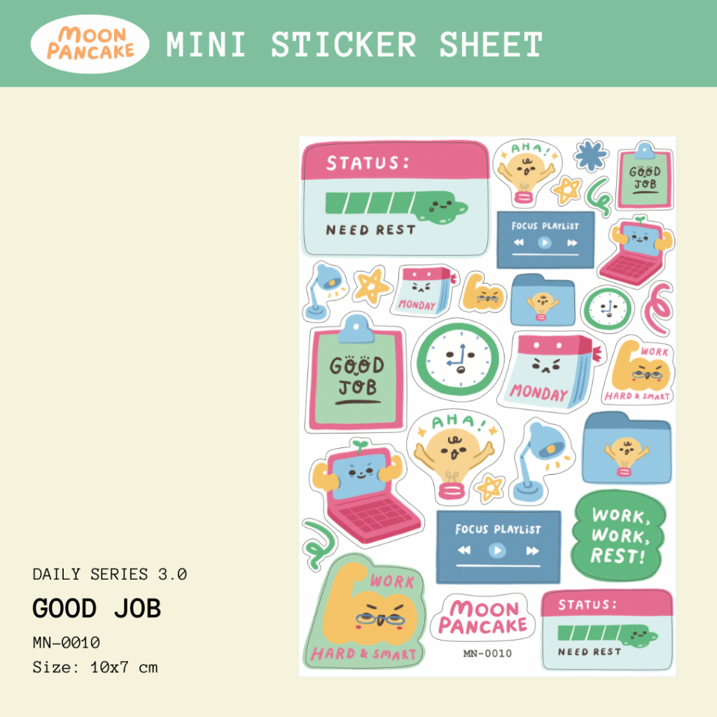 Jual Moon Pancake Mini Sticker Daily 3.0 Series - Good Job | Shopee ...