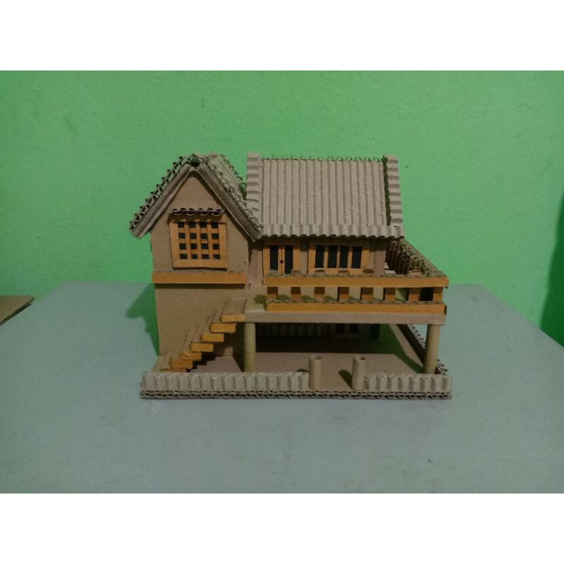 Jual Kerajinan Tangan Prakarya Hiasan Pajangan Miniatur Kardus Hadiah 20 Rumah Dua Lantai 4253