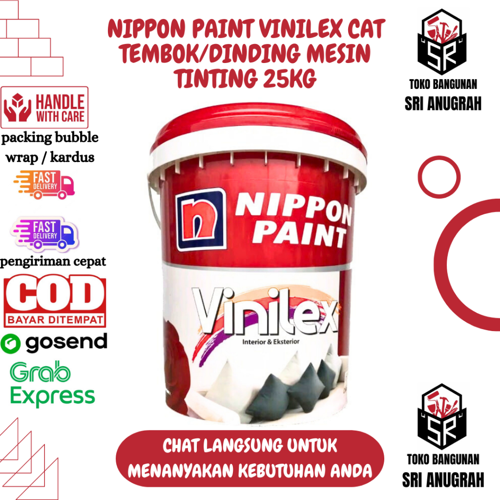 Jual NIPPON PAINT Vinilex Cat Tembok/Dinding Interior/Eksterior OPLOS ...