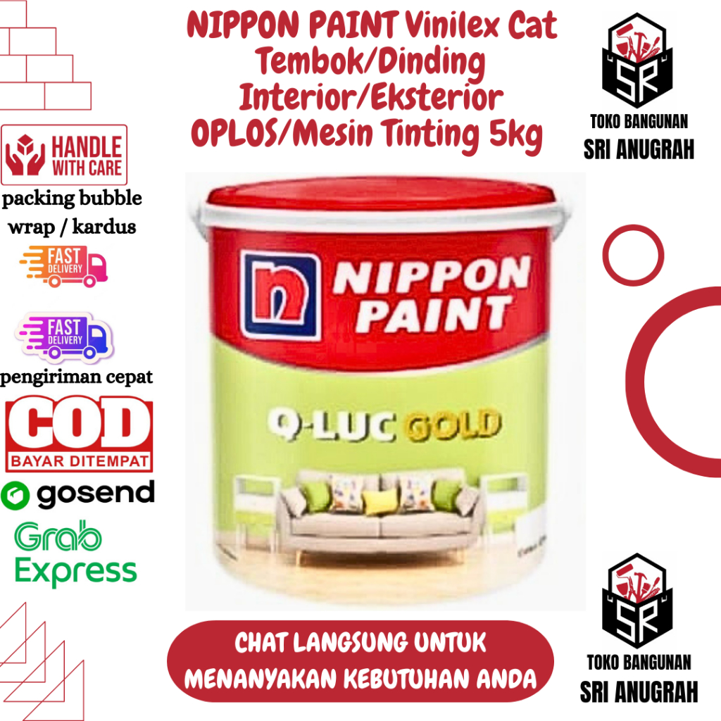 Jual Nippon Paint Q Luc Gold Cat Tembok Interior Qluc Mesin Tinting Kg Shopee Indonesia