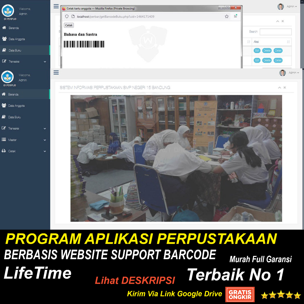 Jual PROGRAM APLIKASI PERPUSTAKAAN BERBASIS WEBSITE SUPPORT BARCODE ...