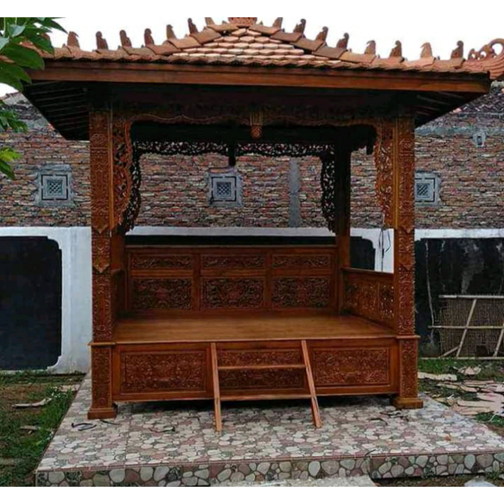 Jual Gazebo Model Ukiran Jepara Bahan Kayu Jati Atap Genteng Model ...