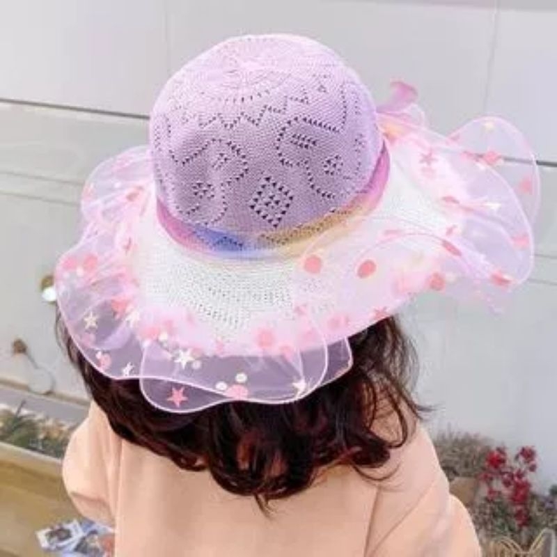 Jual topi pantai anak renda kriwil polkadot | Shopee Indonesia