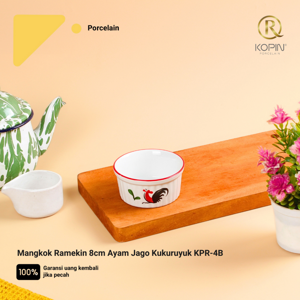 Jual Mangkok Ramekin 8cm Ayam Jago Kukuruyuk Kopin KPR4B Porcelain