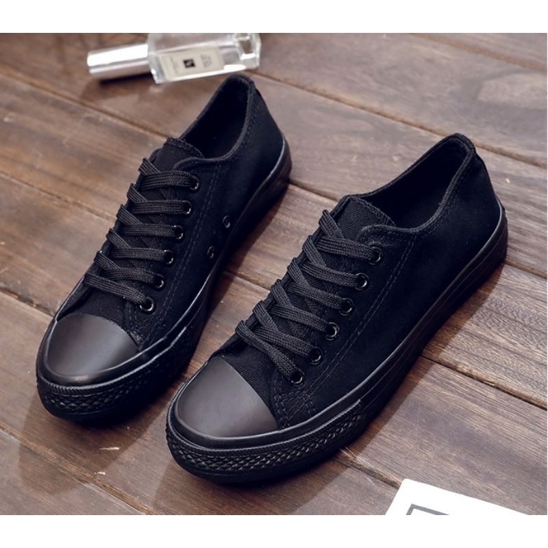 Jual Sepatu Sekolah Sneaker Kanvas ERAZIO Model Low/Pendek Full Black ...