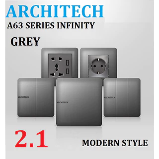 Architech Infinity Grey A63 /Stop Kontak/ Sakelar  Saklar Rumah Architech Infinity Gabungan
