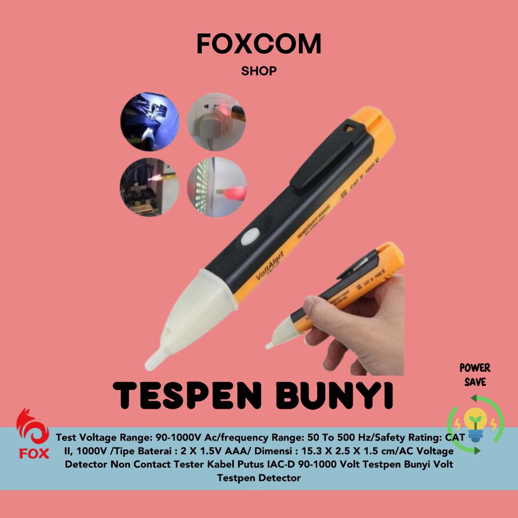 Jual Tespen Sensor Detektor Voltase Tester Elektrik AC DC/Tespen Bunyi ...