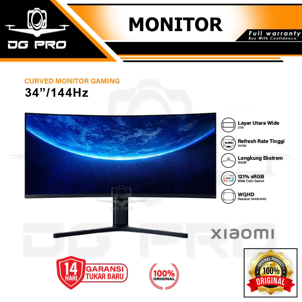 Jual Xiaomi Monitor Gaming Curved 34 Inch 144Hz WQHD LED Shopee Indonesia