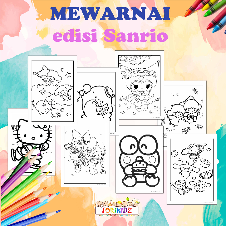 Jual Kertas Mewarnai Gambar edisi Sanrio/Kuromi/Hello Kitty/ My Melody ...