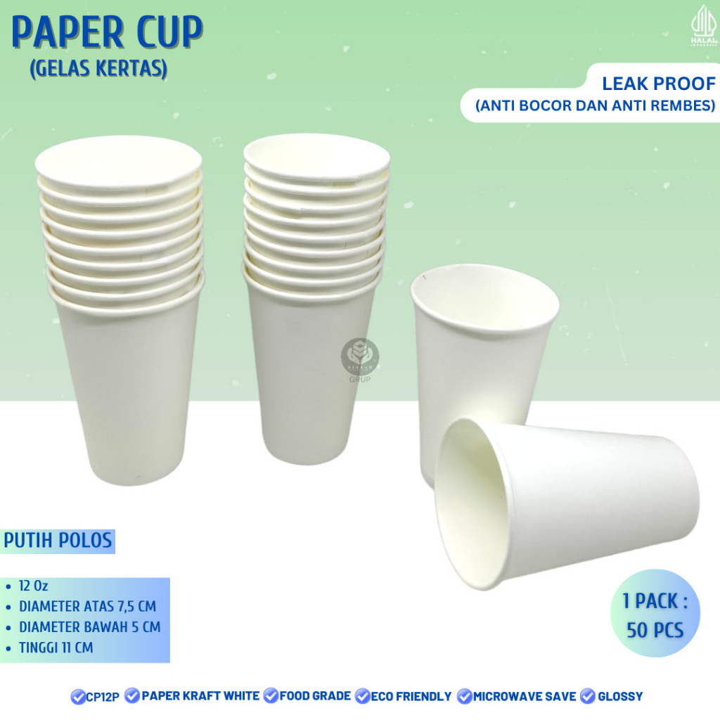 Jual Paper Cup 12 Oz Gelas Coffee Gelas Kopi (Isi 50 Pcs-CP12P ...