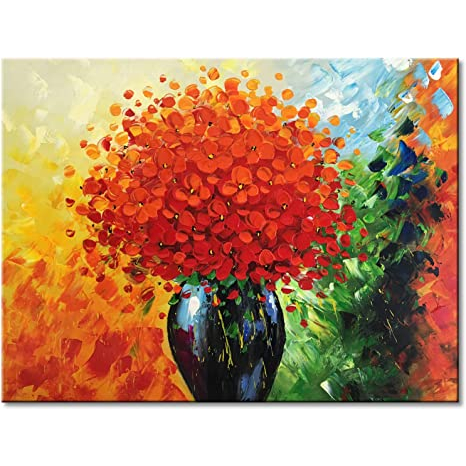 Jual lukisan bunga merah/lukisan kanvas/lukisan tangan/lukisan dinding