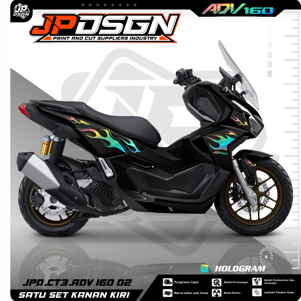 Jual Sticker Cutting ADV 160 Variasi Api Fire Striping Honda Adv Stiker ...