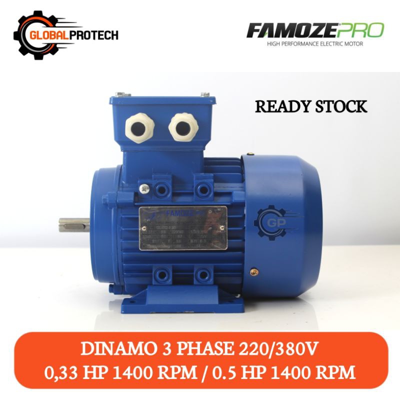 Dinamo Listrik 3 Phase 0,33 HP 1400 RPM / 0,5 HP 1400 RPM FamozePro Tipe GL 0.25 KW / 0,37 KW Elektro Motor Penggerak Dinamo Mesin Diesel Kompresor Dll