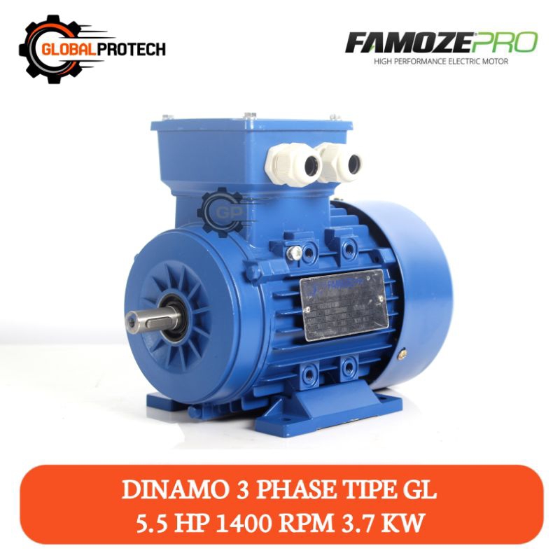 Dinamo 5,5 HP 1400 RPM Famoze Pro 3 Phase 380/660V 4 KW Elektro Motor Penggerak GL 5.5 PK Motor Listrik Tembaga Murni Kumparan