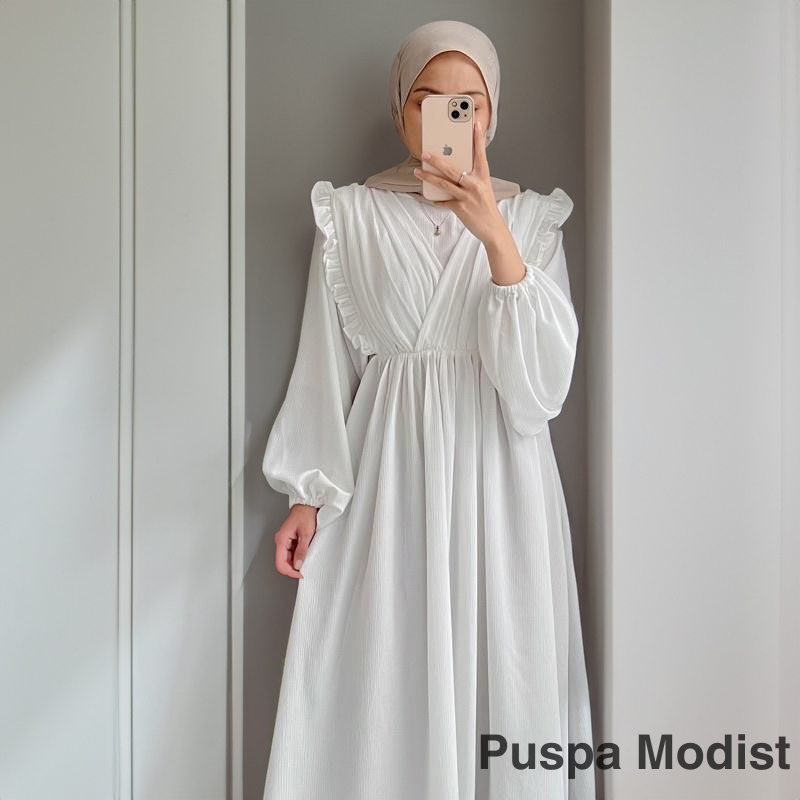 Jual Model Gamis Terbaru 2024 Putih Hitam Polos Simpel Modern Remaja Dress Eticha Wanita Muslim 5960