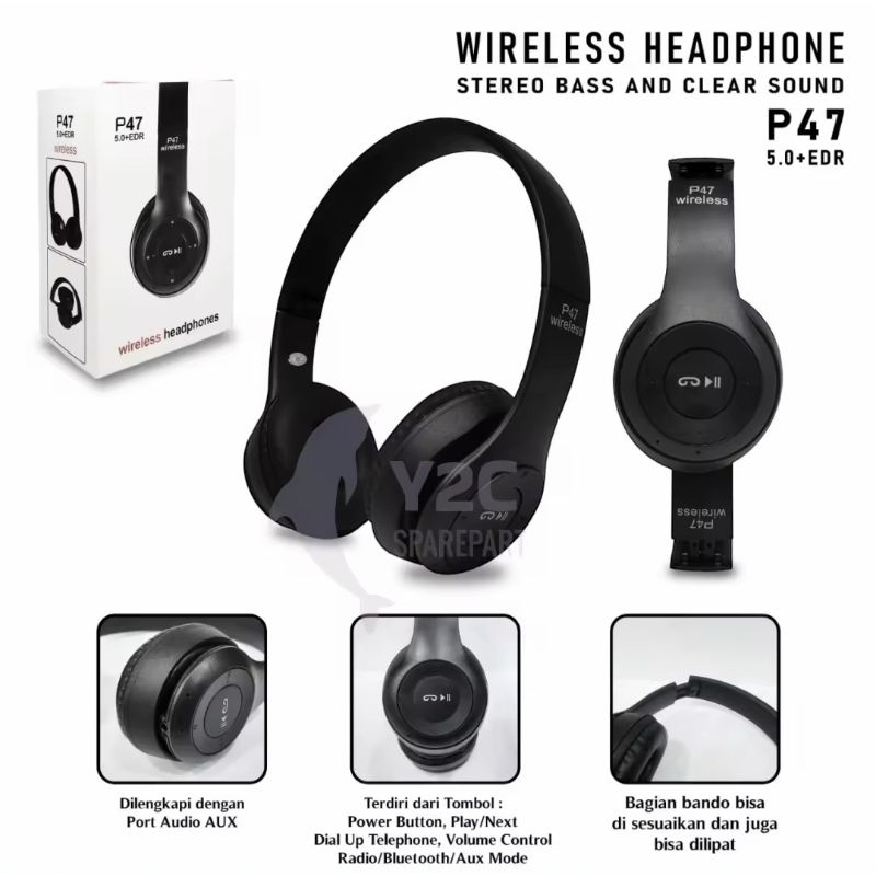 Jual Headphone Bando Bluetooth P47 Wireless Stereo 50 Headphone