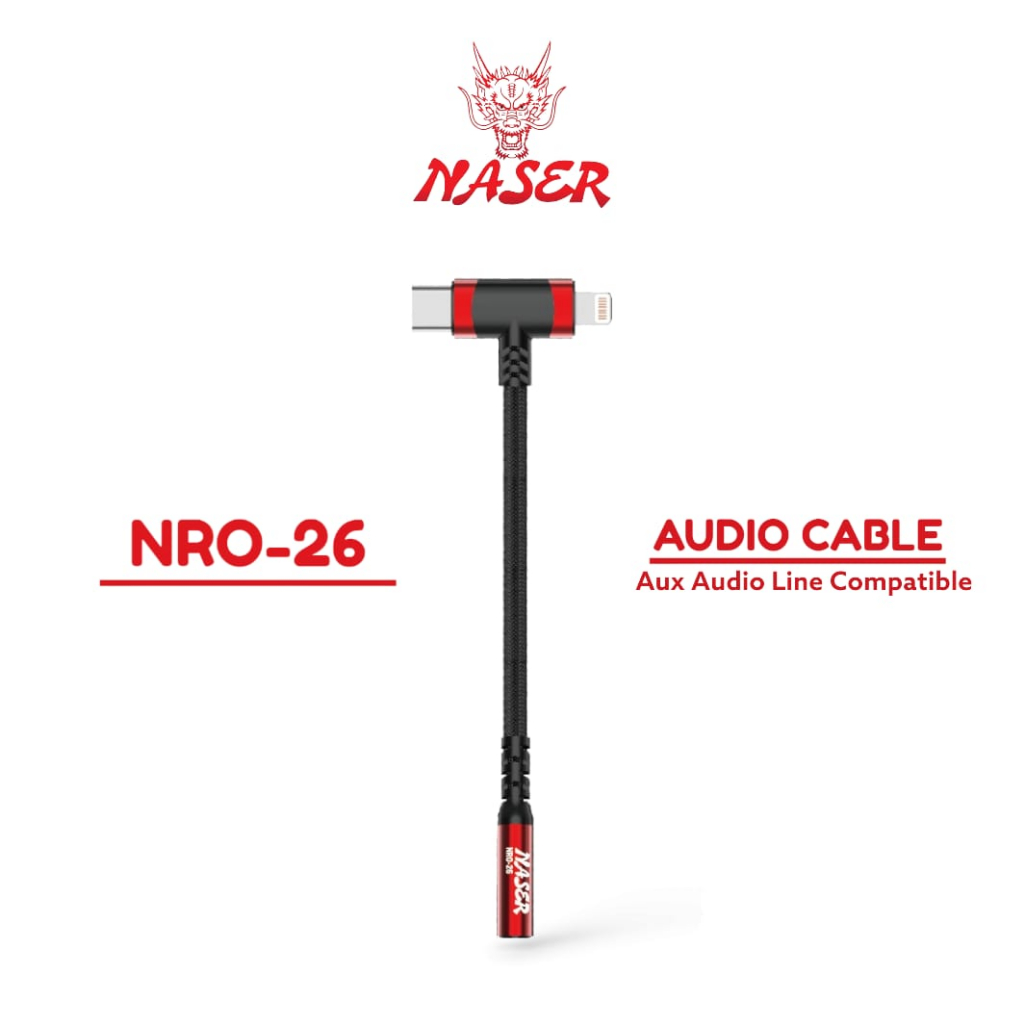 Jual NASER AUDIO CABLE NRO-26 / Aux 3.5mm to Type C & Li9htnin9 / Aux ...