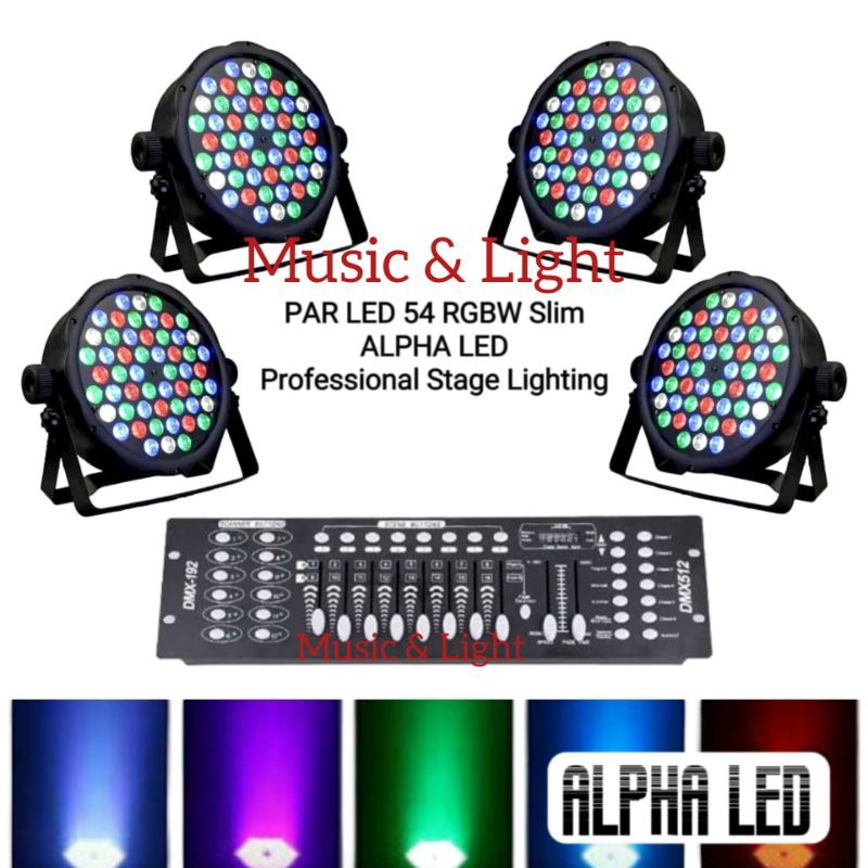 Jual Paket Lighting Parled Led Rgbw Slim Unit Premium Komplit Mixer Dmx Lampu Par Led