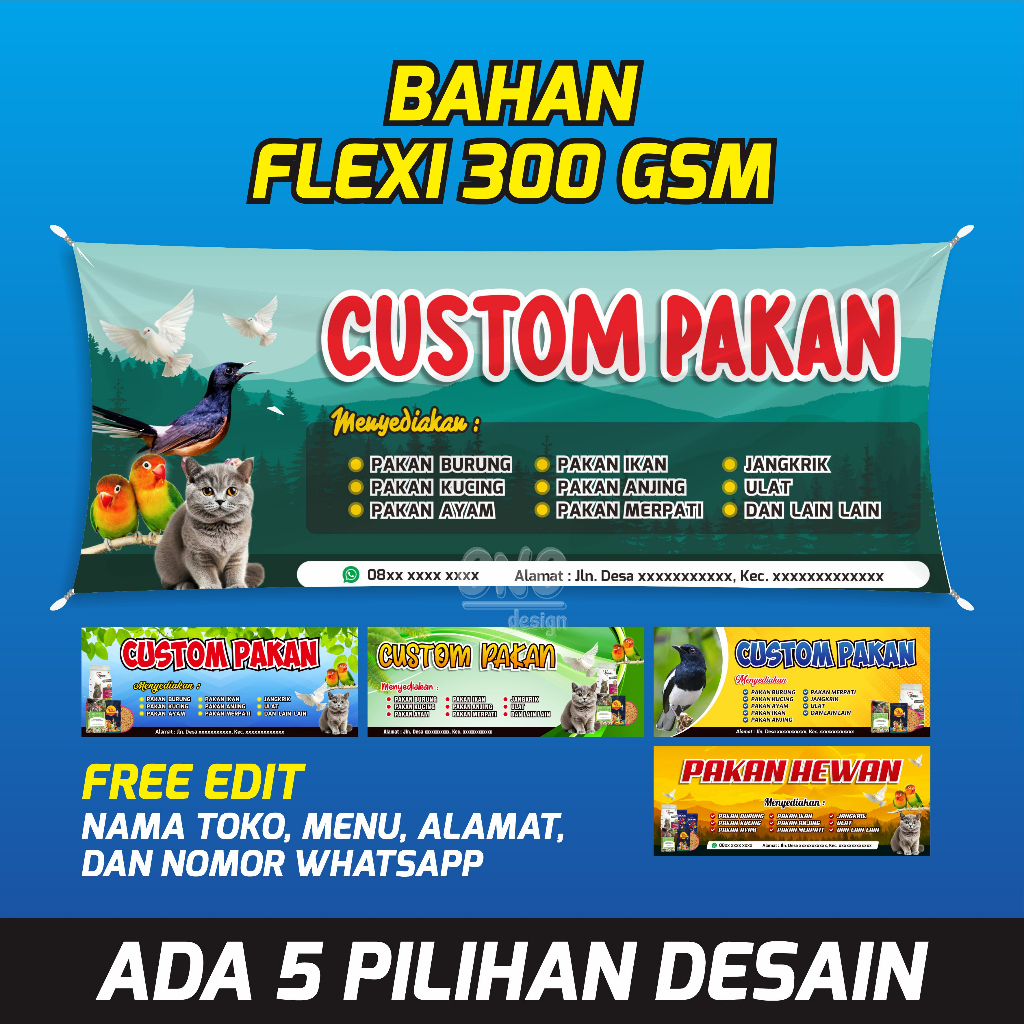Jual BANNER PAKAN TERNAK / BANNER PAKAN IKAN / BANNER PAKAN BURUNG AWET