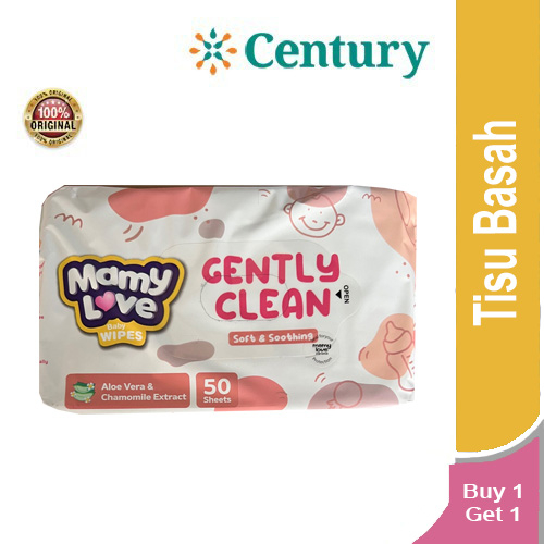Jual MAMY LOVE BABY WIPES GENTLY CLEAN 50'S (BANDED 2'S) / PERLENGKAPAN