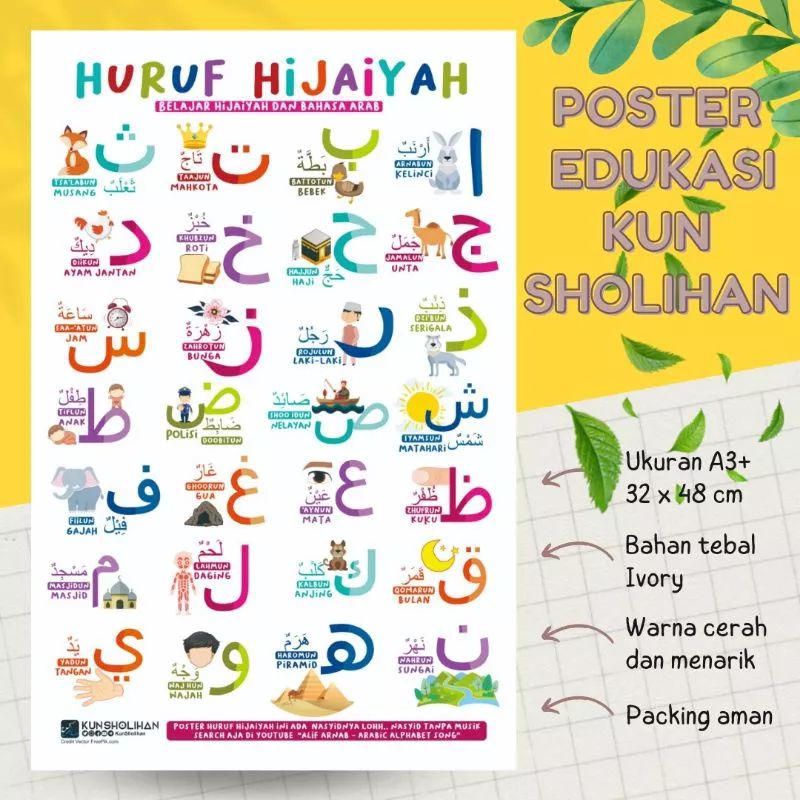 Jual Poster Anak Poster Hijaiyah Dan Bahasa Arab | Shopee Indonesia