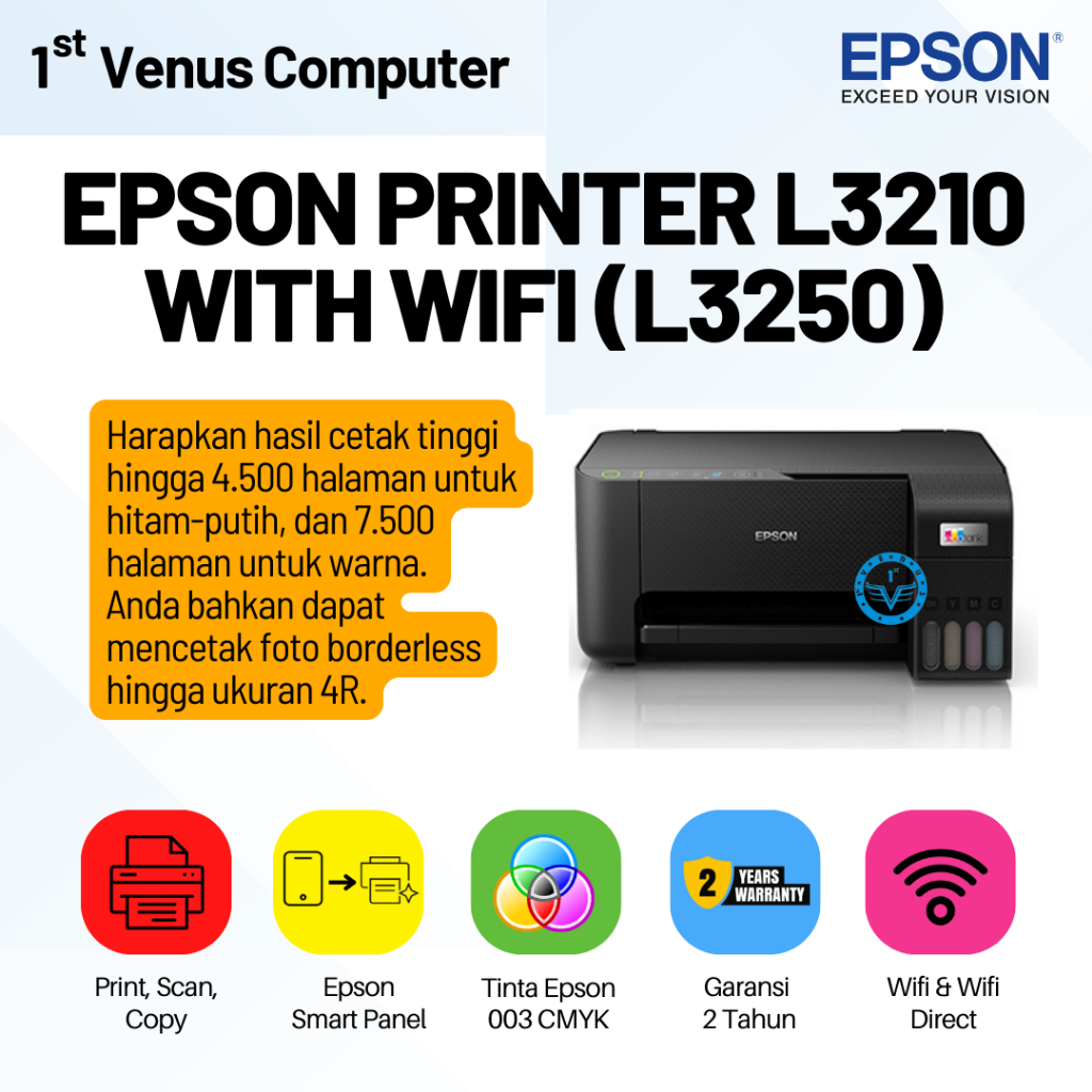 Jual EPSON PRINTER L3210 WITH WIFI (L3250) / PRINTER EPSON L3210 WITH