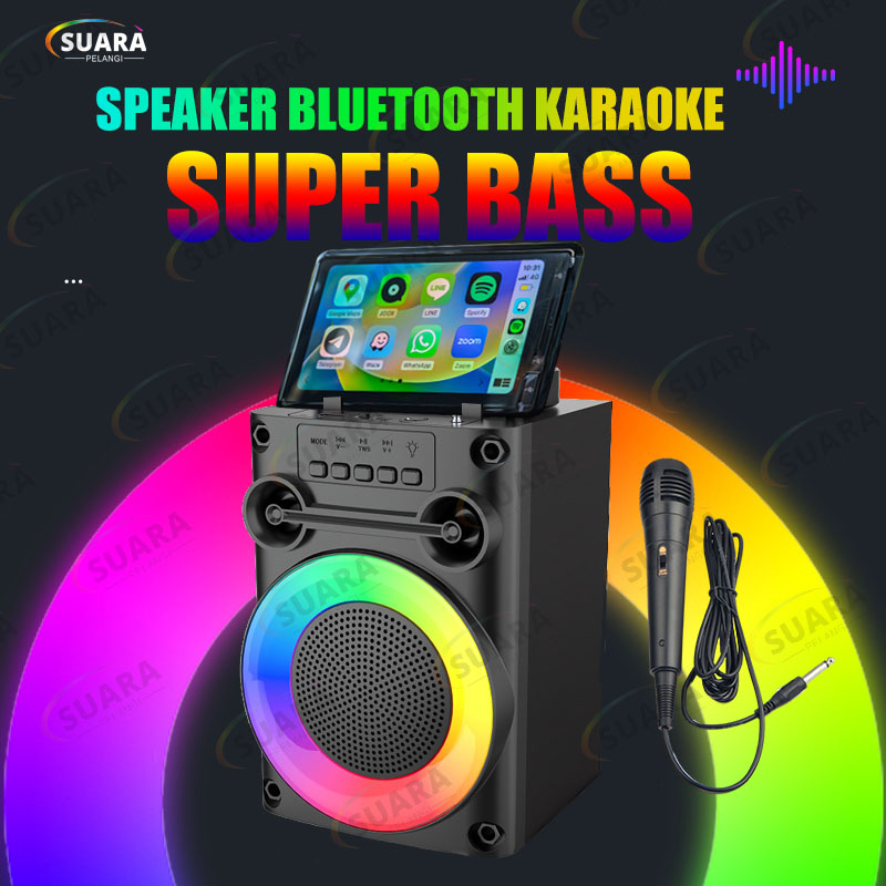 Jual Speaker Bluetooth Portable Bass Karaoke MIC Outdoor Dengan Baterai ...