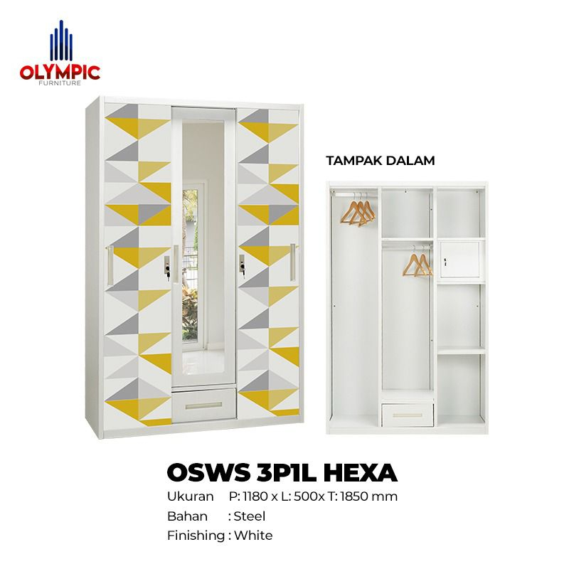 Jual Olympic Lemari Pakaian Plat Besi Pintu Sliding Osws P L Marble