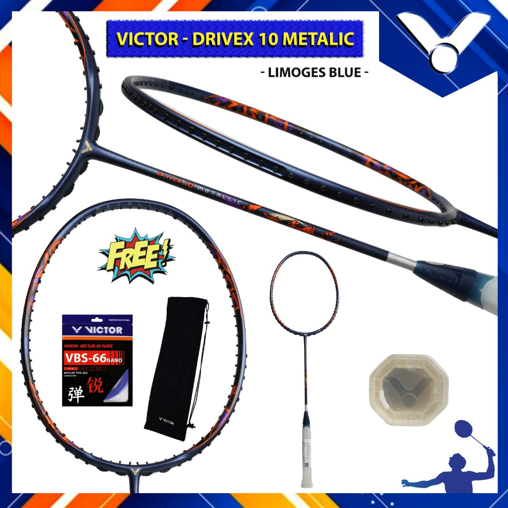 Jual Raket Badminton Victor DriveX 10 / Drive X 10 DX10 Metallic Blue ...