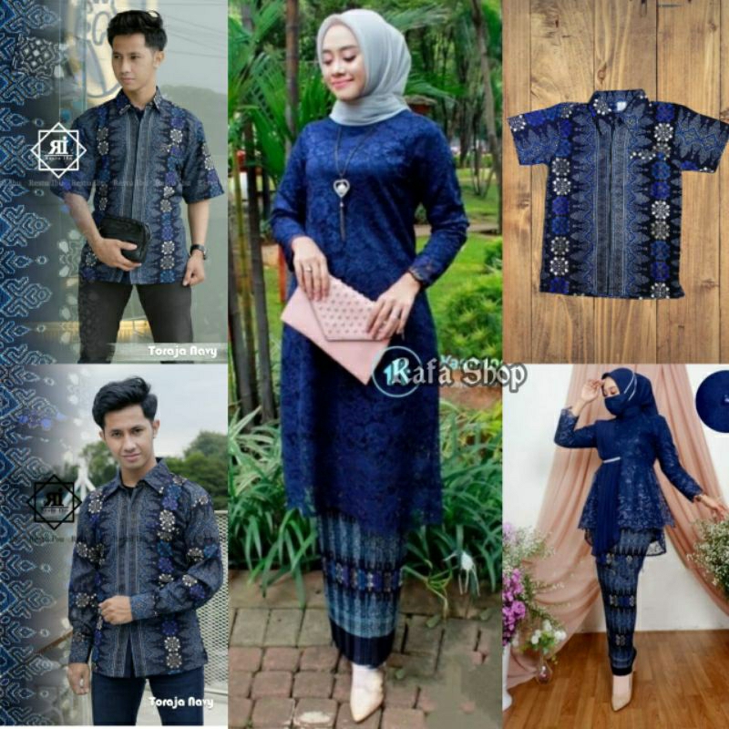 Jual Set Kebaya Couple Brukat Navy Baju Batik Couple Couple Kebaya Keluarga Shopee Indonesia 8874