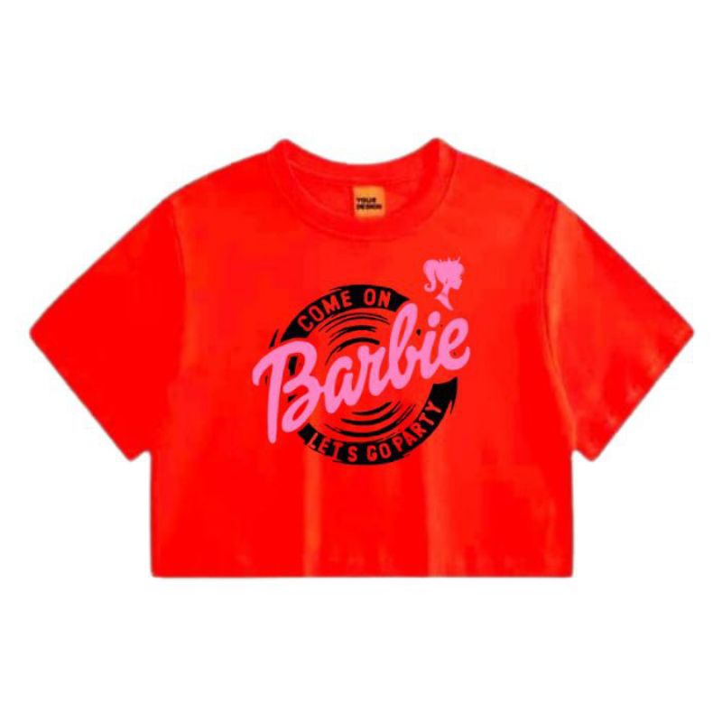 Jual BAJU ANAK KAOS BARBIE BULAT PUTIH CROP TOP USIA 2-12 TAHUN/KAOS ...