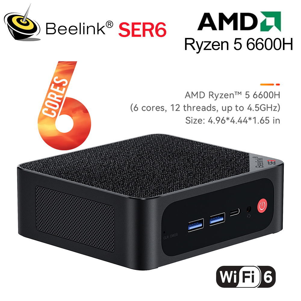 Jual Mini Pc Beelink SER6 MAX 6600H AMD RYZEN5 16/500GB WiFi Windows 11