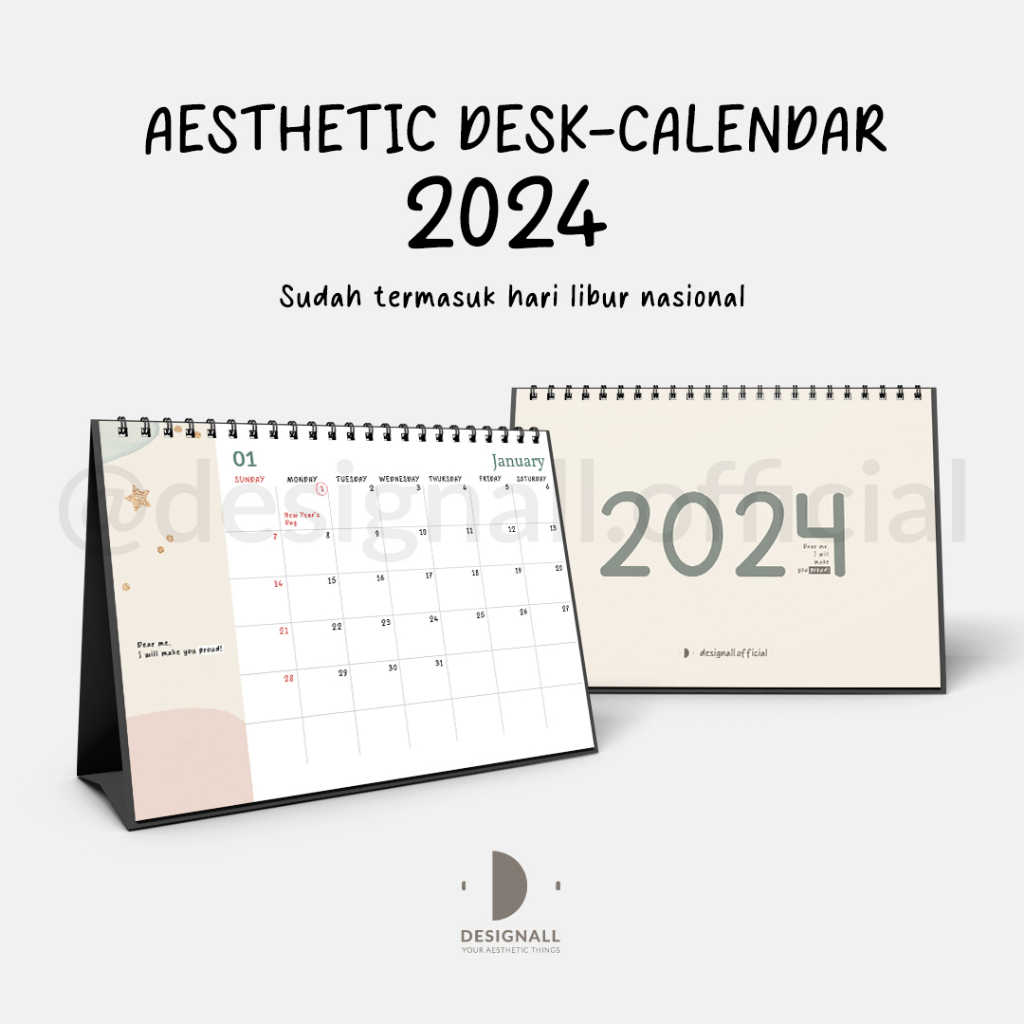 Jual Designall Kalender 2024 Aesthetic Meja / Kalender Duduk Spiral KS ...