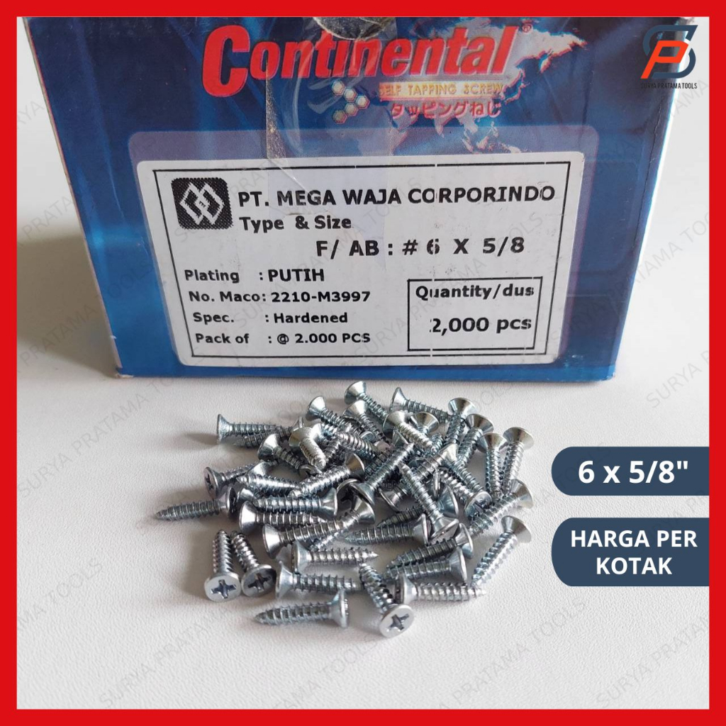 Jual Sekrup Cacing JF 6 mm x 5/8 Inch Per Kotak / Skrup Tapping 6mm x 5 ...