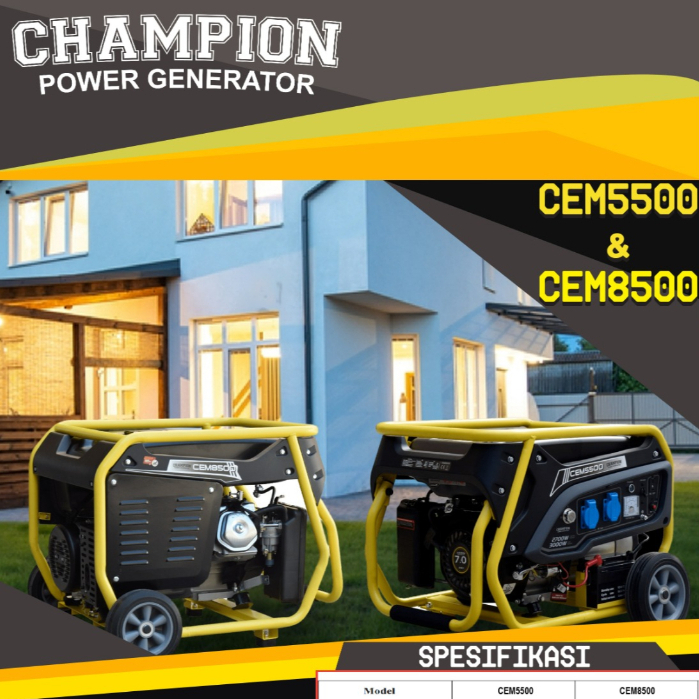 Jual Genset 5000 6000 Watt Champion Cem 8500 100 Tembaga Shopee Indonesia