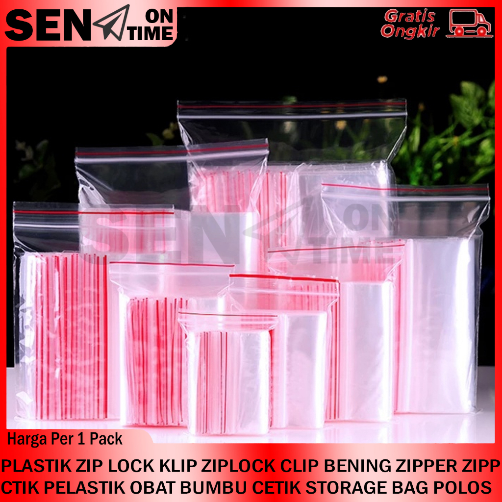 Jual Plastik Klip Bening Ukuran 16x25 20x30 Isi 100 Lembar Zip Lock Ziplock Clip Zipper Ctik 1348