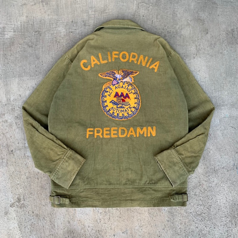 USA 60s FFA Jacket AAA ACT AGAINST AUTOMATIC freedamn - california.  corduroy vintage