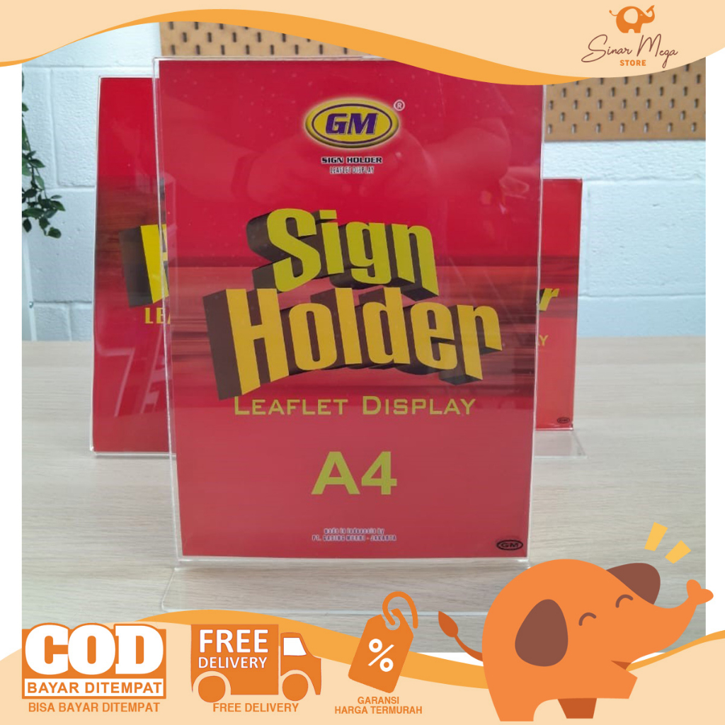 Jual GM Sign Holder A4 2 Muka (T Terbalik) / Sign Holder Acrylic Tempat ...
