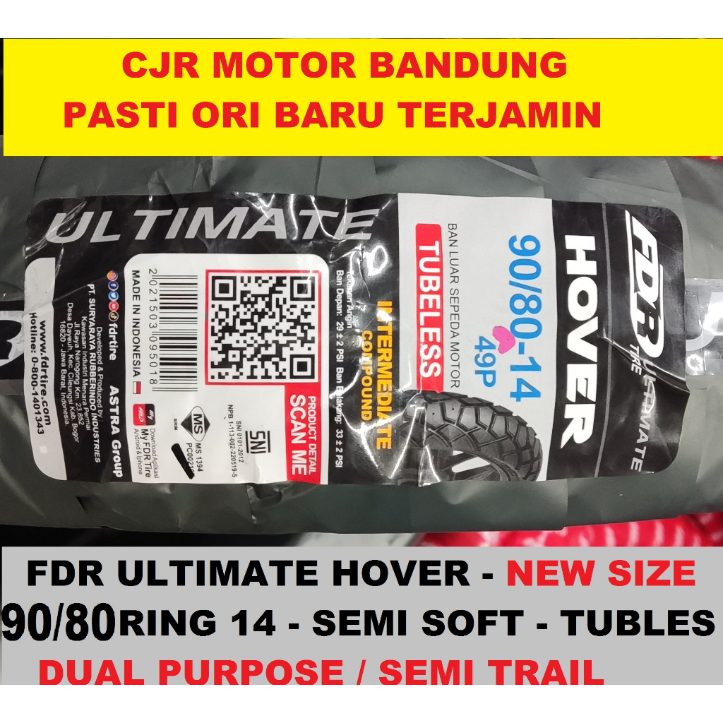 Jual BAN CROSS FDR HOVER 90/80 ring 14 ban semi soft motor lexi xride ...