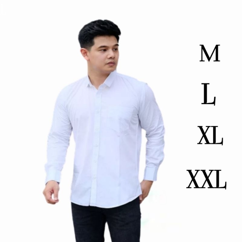 Jual Melia Kemeja Putih Polos Pria Lengan Panjang Kemeja Formal Kemeja Kerja Kemeja Slimfit