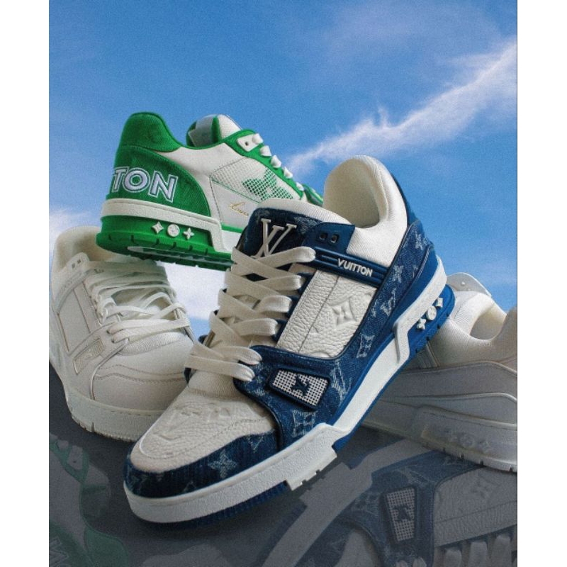 Jual PIN SEPATU WANITA Louis Vuitton Trainer Monogram Denim With Rubber  Sneakers D10901