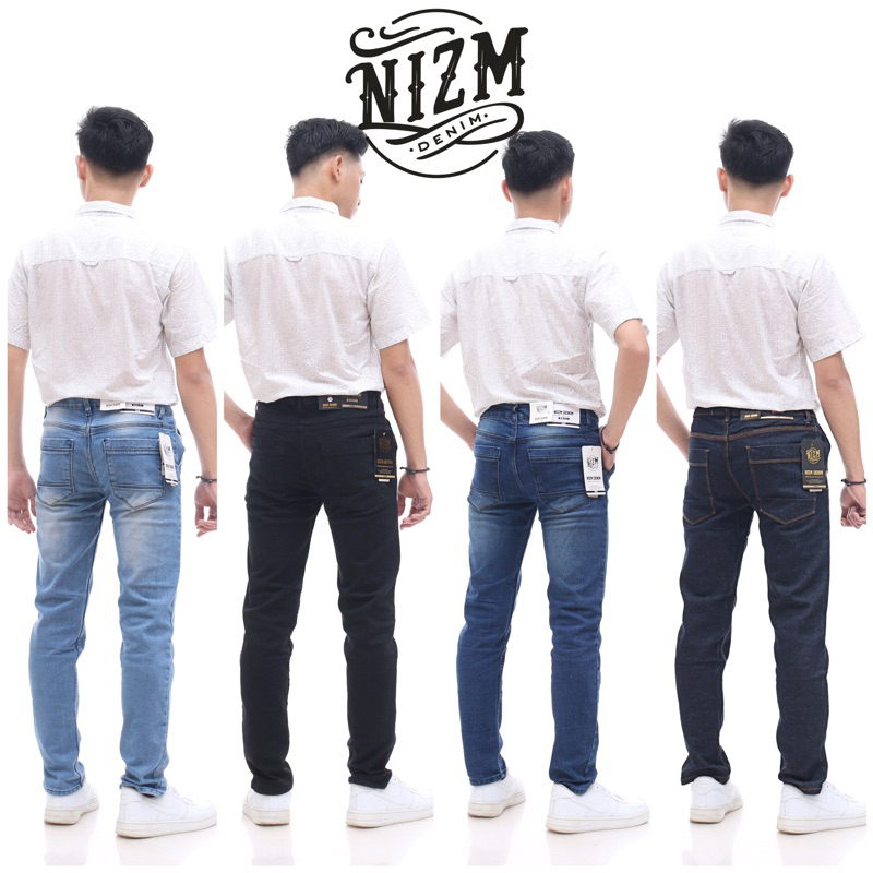 Jual Nizmdenim Celana Jeans Pria Panjang Slim Fit Skiny Hitam Pensil