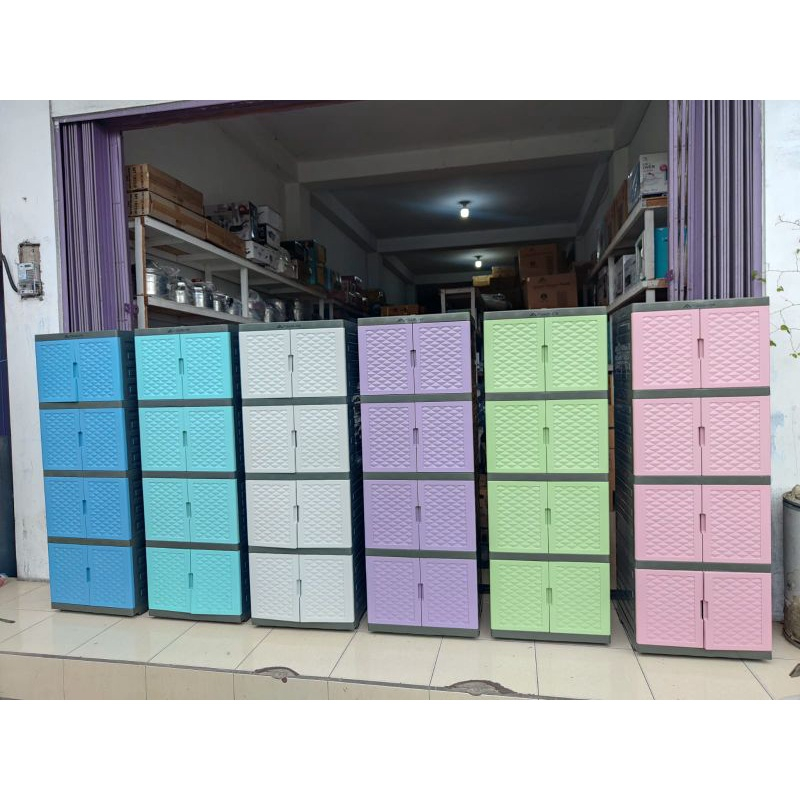 Jual LEMARI PLASTIK FAWSLINE 4 SUSUN / LEMARI BAJU 4 TINGKAT / LEMARI