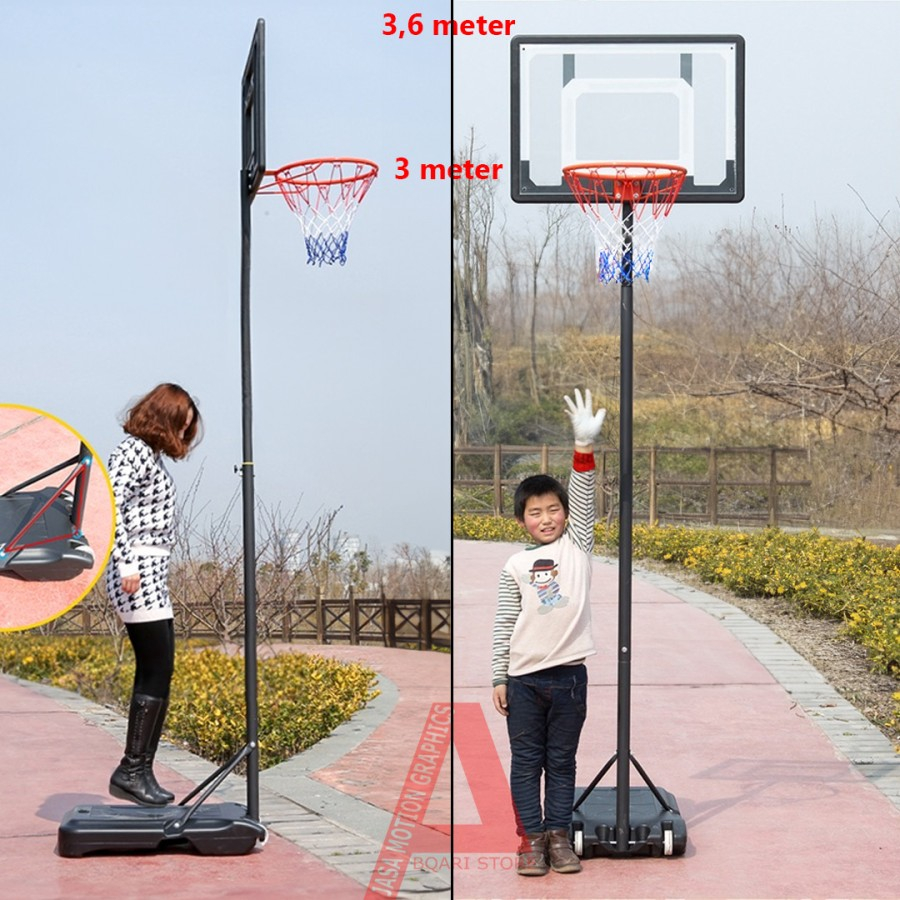 Jual Ring basket portable 3 meter / tiang basket plus papan pantul