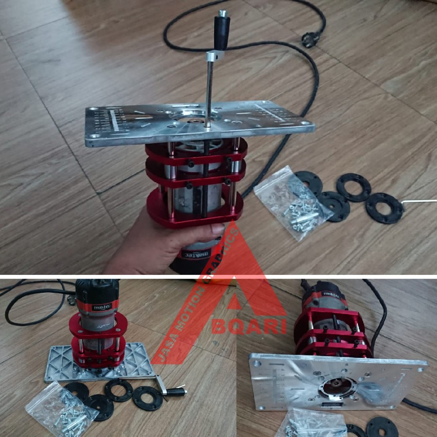 Jual plunge router base / dudukan mesin profil trimmer / insert plate ...