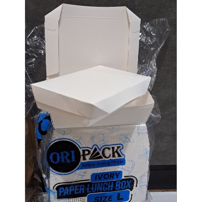 Jual #ECR# Lunch Box L Ivory/Putih ORIPACK, tidak mrembes. harga per ...