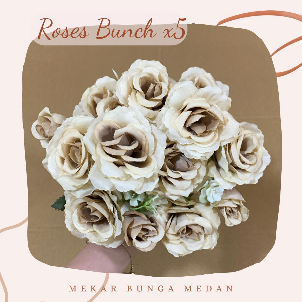 Jual (SC 4) BUNGA ARTIFISIAL CLASSIC CURL ROSES BUNCh X5 Dekorasi Bunga ...