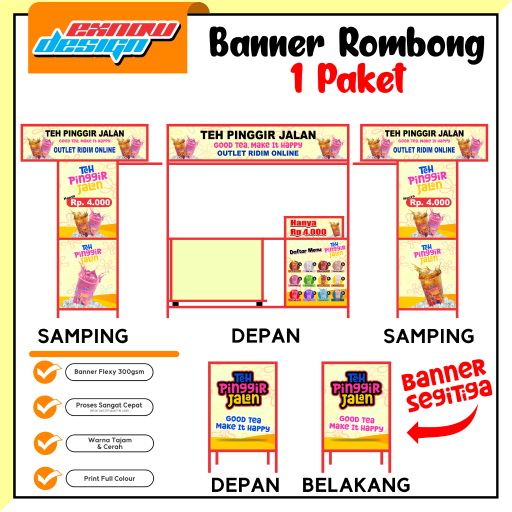 Jual Banner Es Teh Custom 1 Paket Rombong Shopee Indonesia