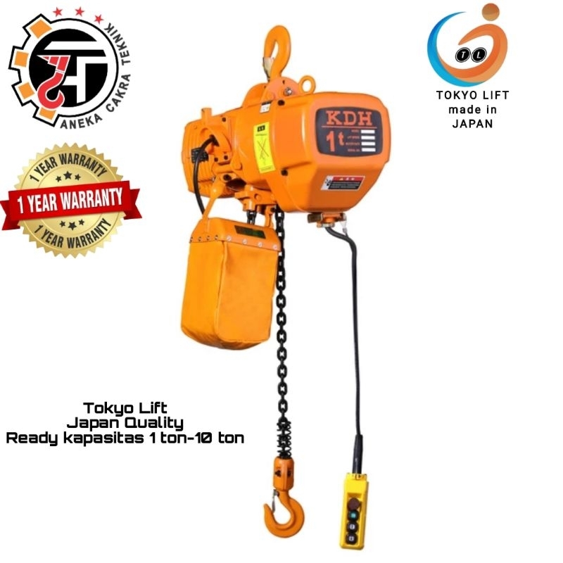 Jual Electric Chain Hoist 5 ton x 12 meter 380V TOKYOLIFT JAPAN